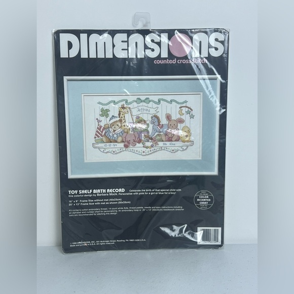Dimensions Counted Cross Stitch Kit 16"X9"-Toy Shelf Birth Record 14 Count #3729 - Picture 1 of 4